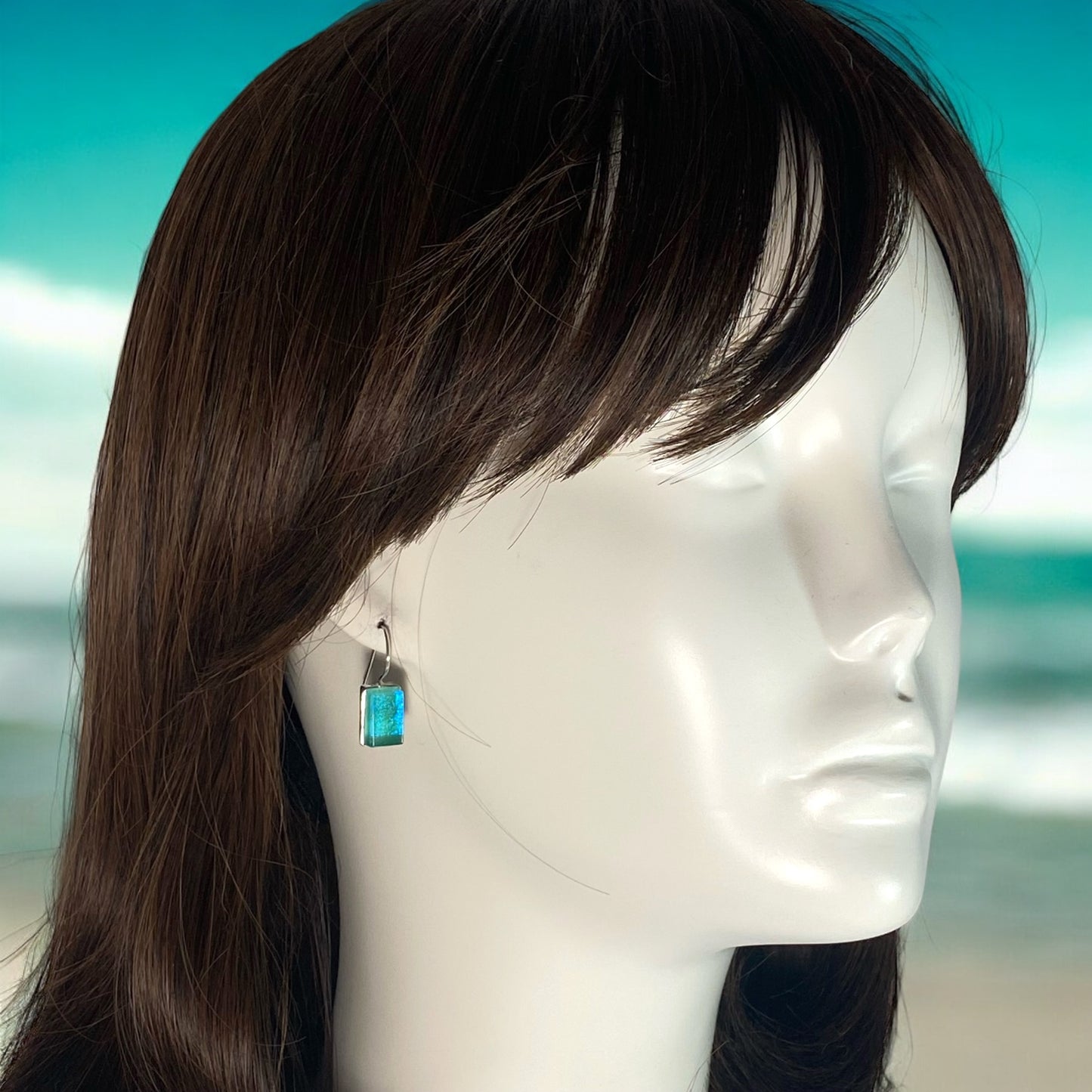 Rectangle Earrings in Aqua