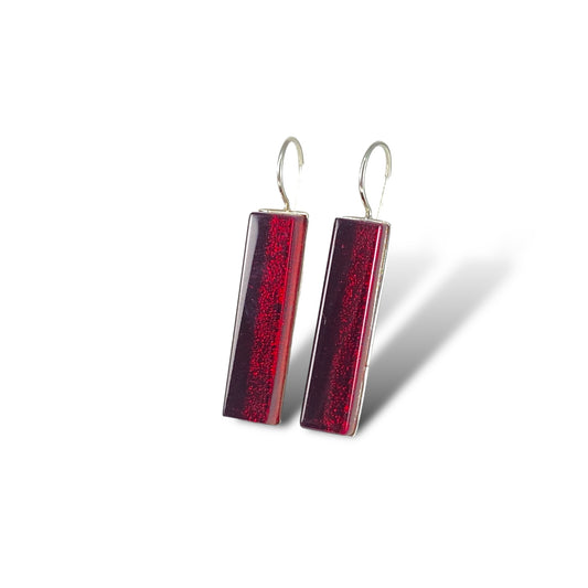 Long Rectangle Earrings in Ruby