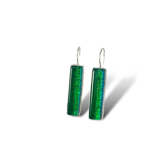 Long Rectangle Earrings in Viridian