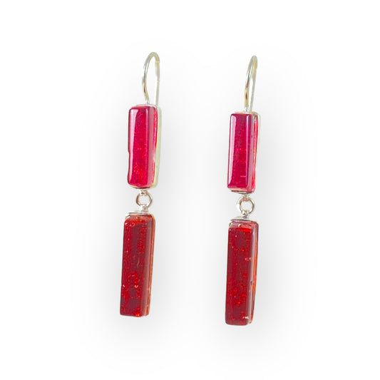 Double Drop Earrings in Rose and Rust