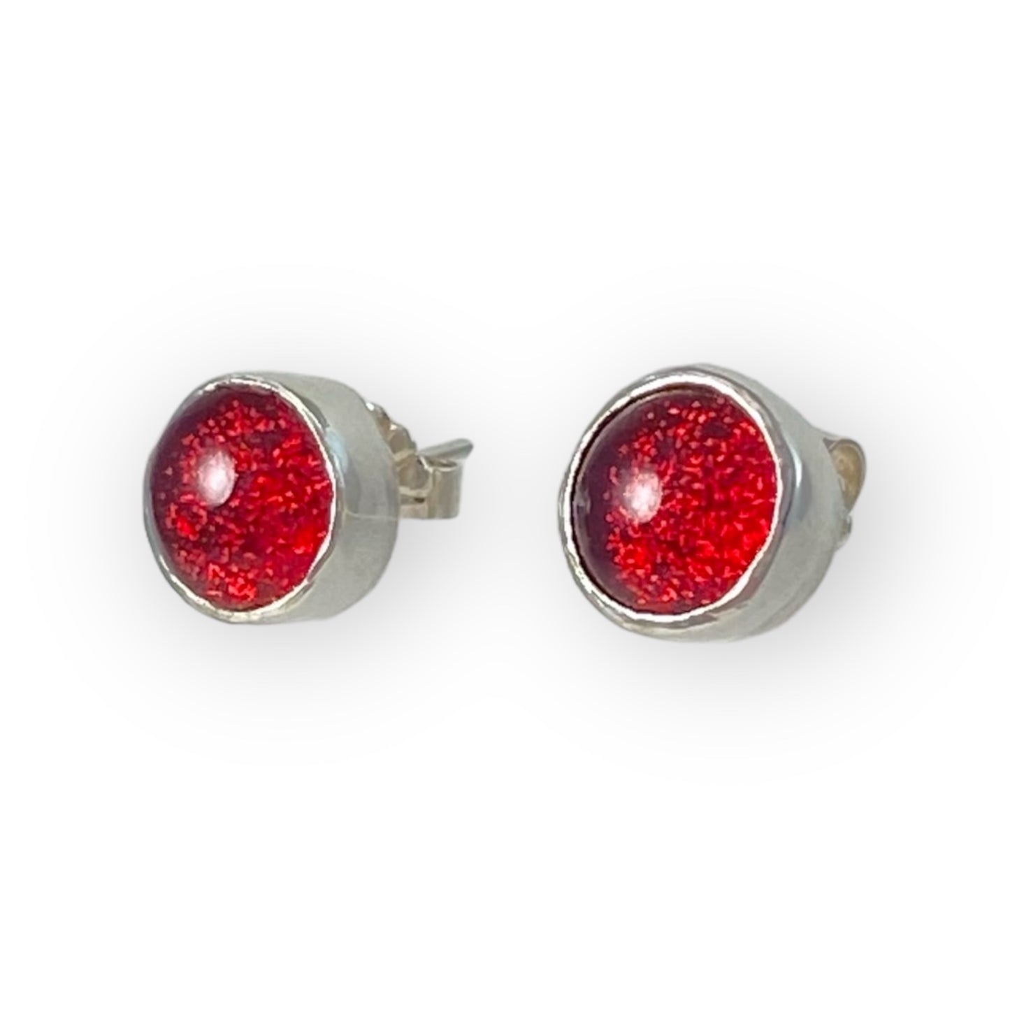 Circle Post Earrings in Cherry