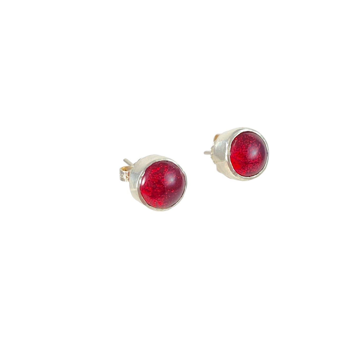 Circle Post Earrings in Cherry