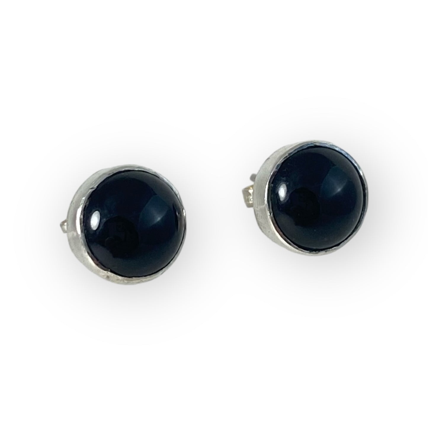 Circle Post Earrings in Black