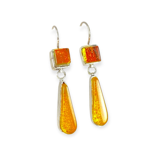 Double Drop Earrings in Amber and Butterscotch