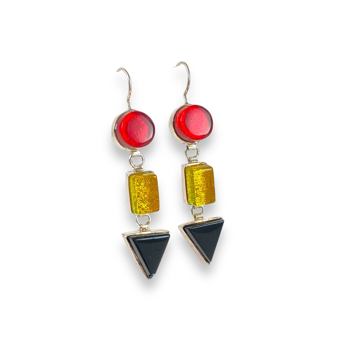 Triple Drop Earrings in Cherry, Lemon & Black