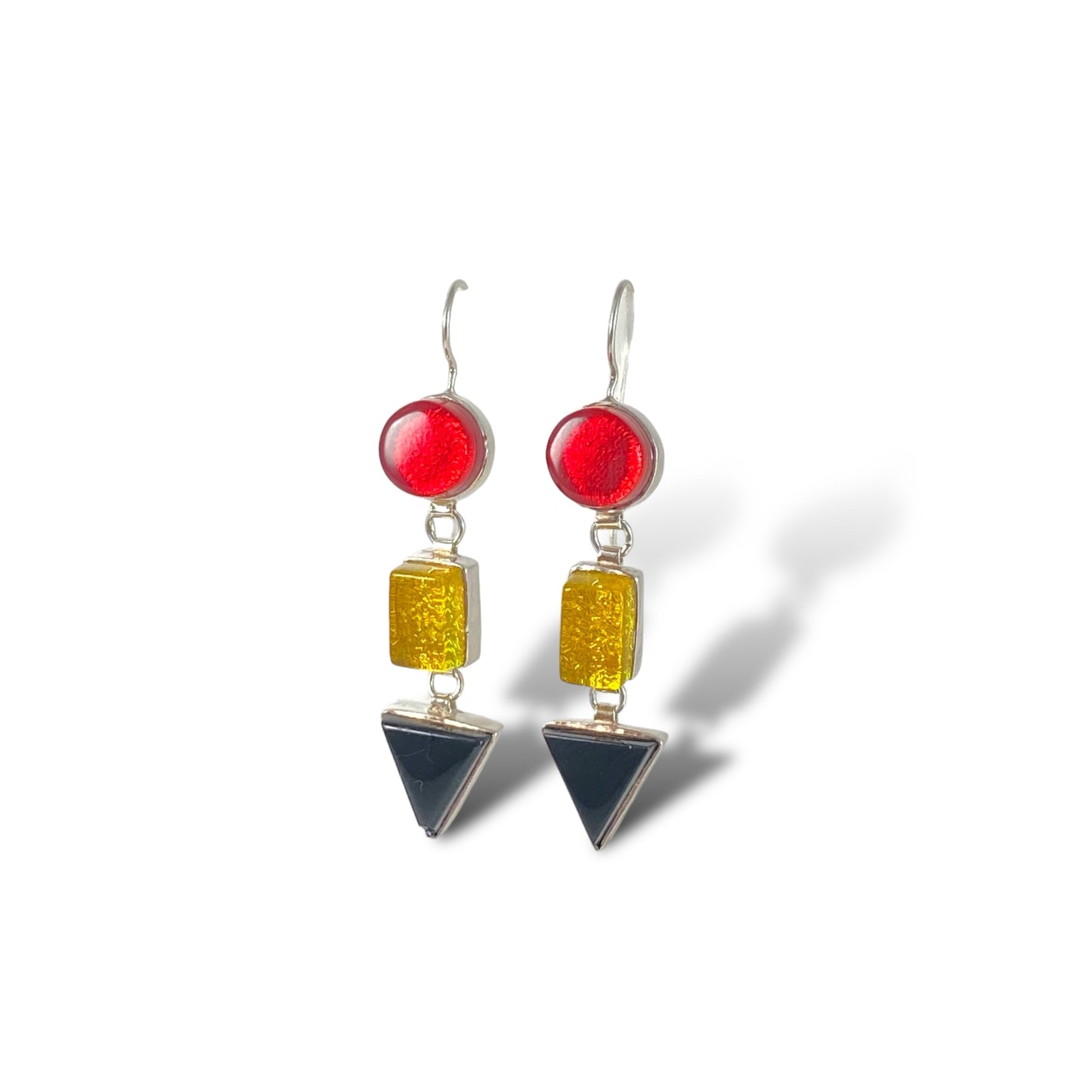 Triple Drop Earrings in Cherry, Lemon & Black