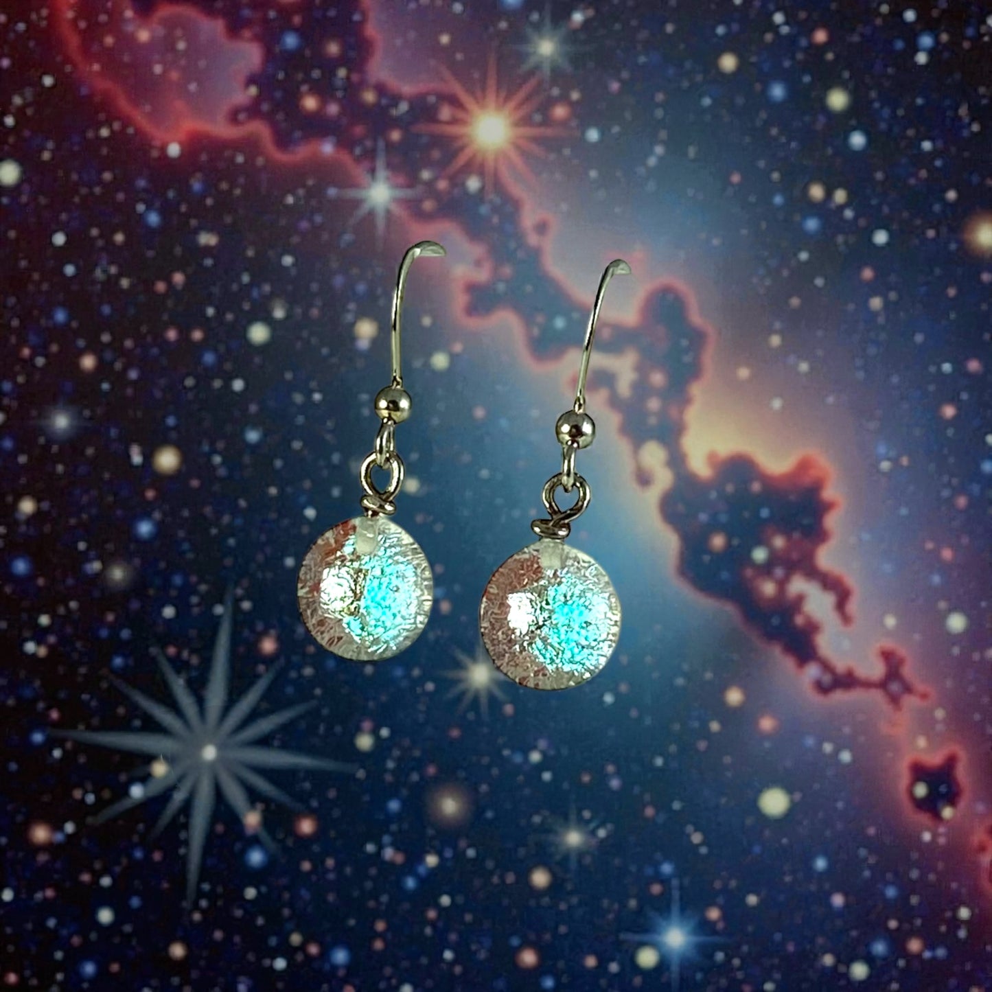 Space Ball Earrings in Blue Ice Sparkle