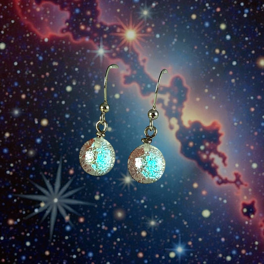Space Ball Earrings in Blue Ice Sparkle
