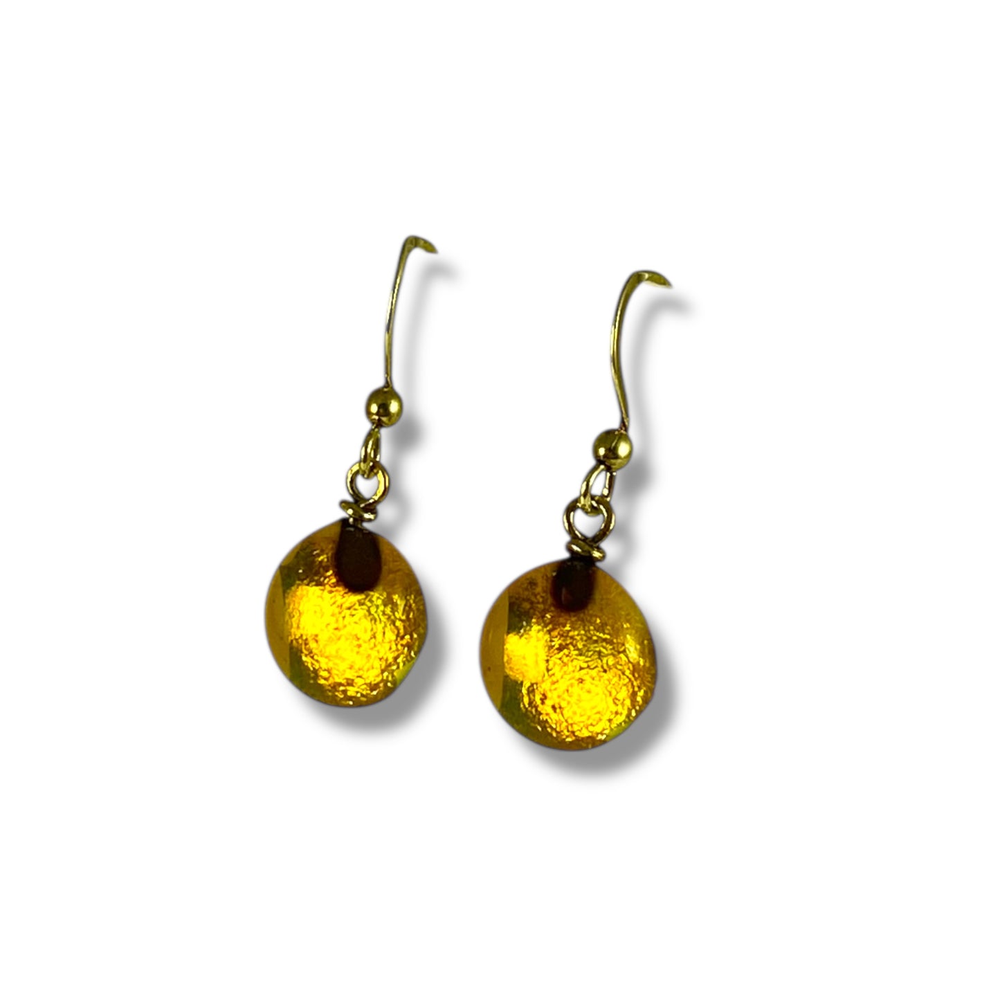 Space Ball Earrings in Amber Gold