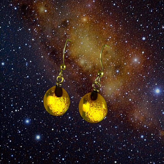 Space Ball Earrings in Amber Gold