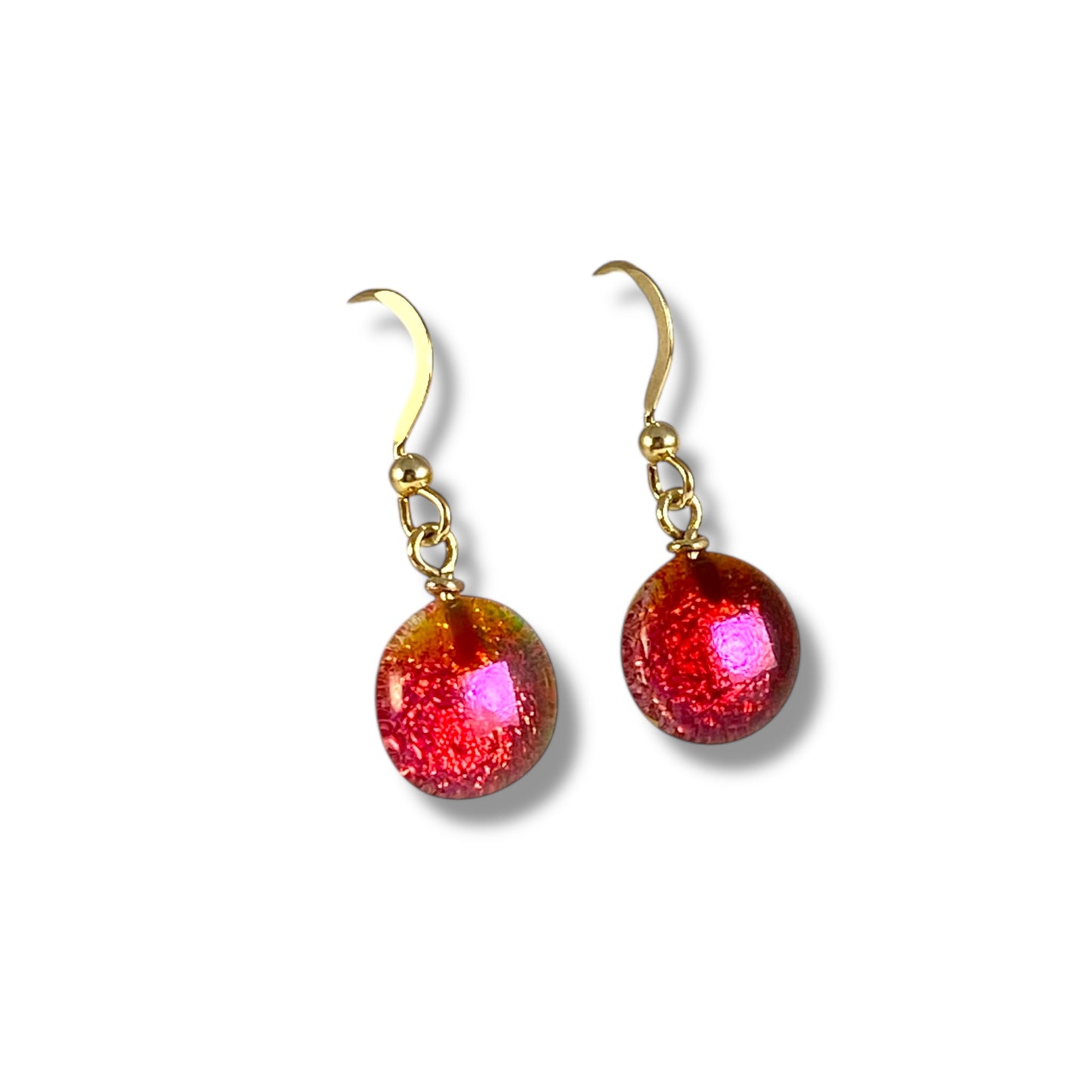 Space Ball Earrings in Cranberry and Pink