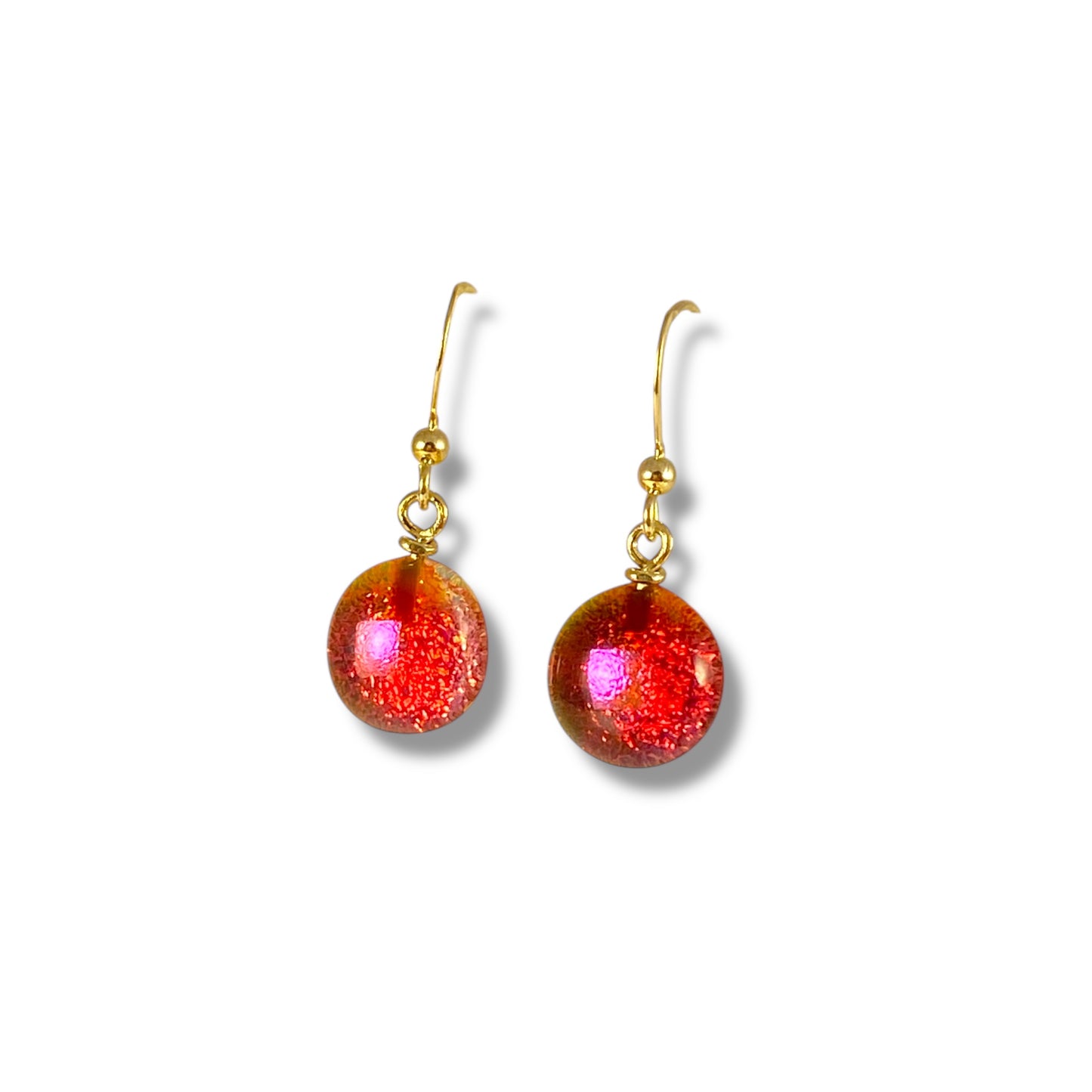 Space Ball Earrings in Cranberry and Pink