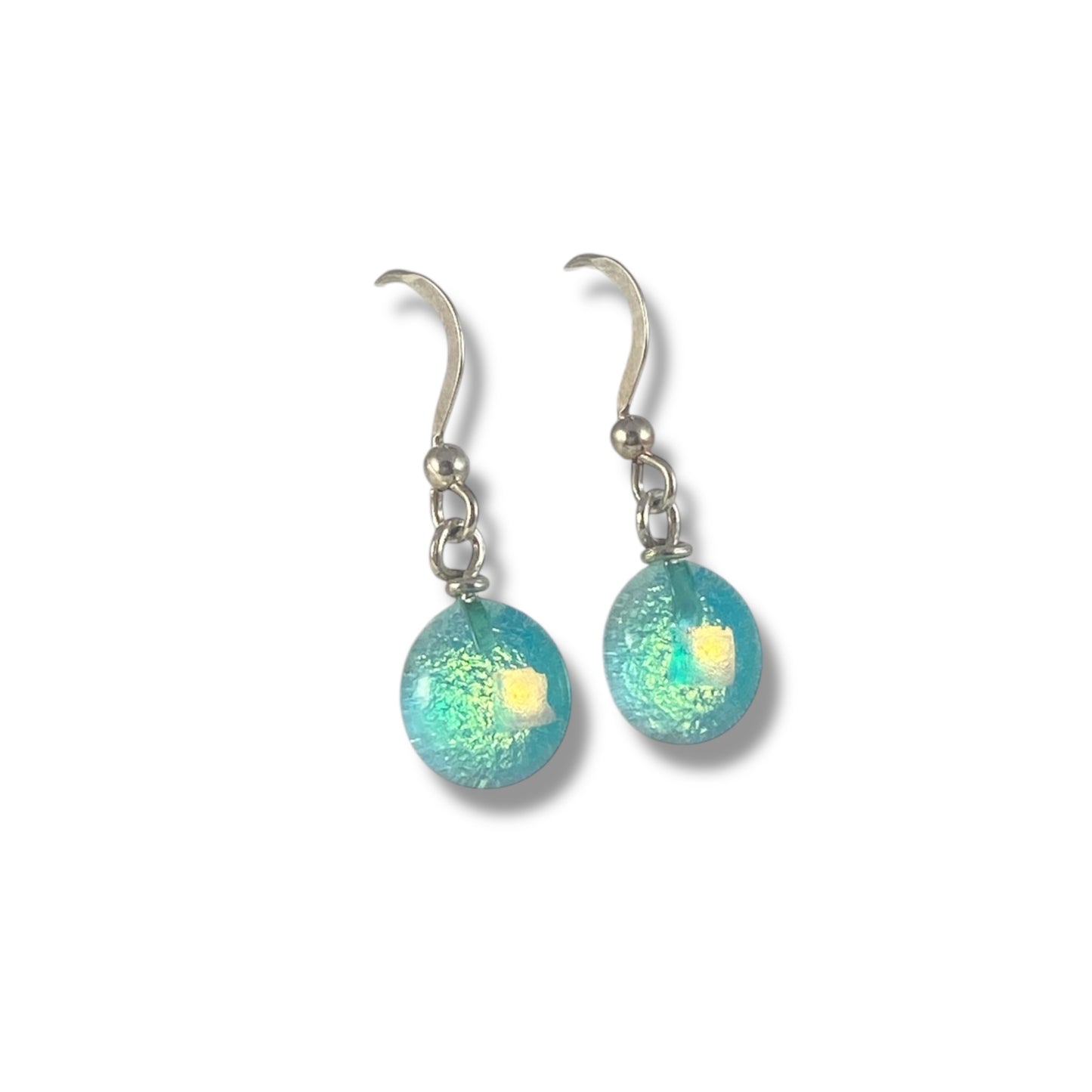 Space Ball Earrings in Aqua Blue & Gold