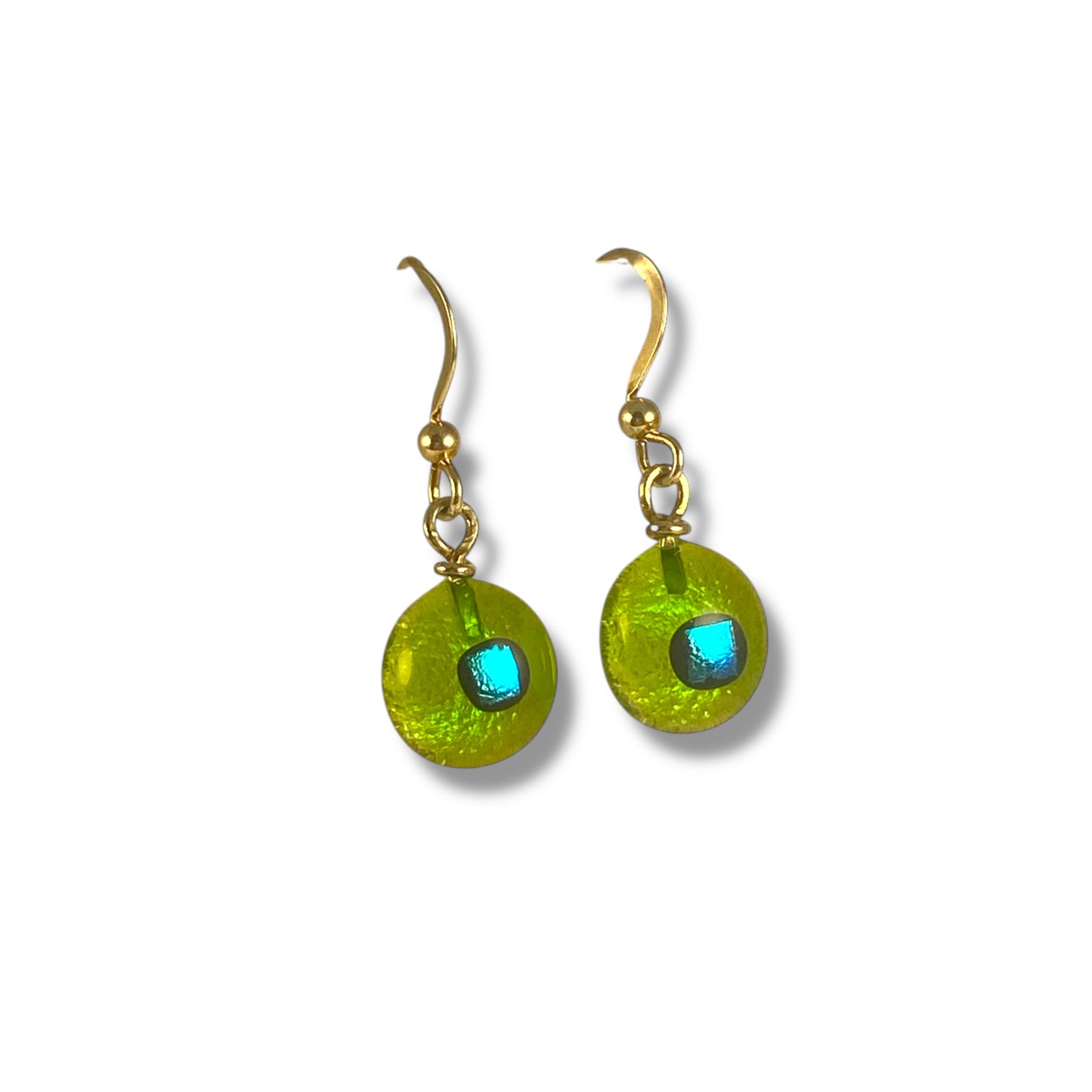 Space Ball Earrings in Citron & Turquoise