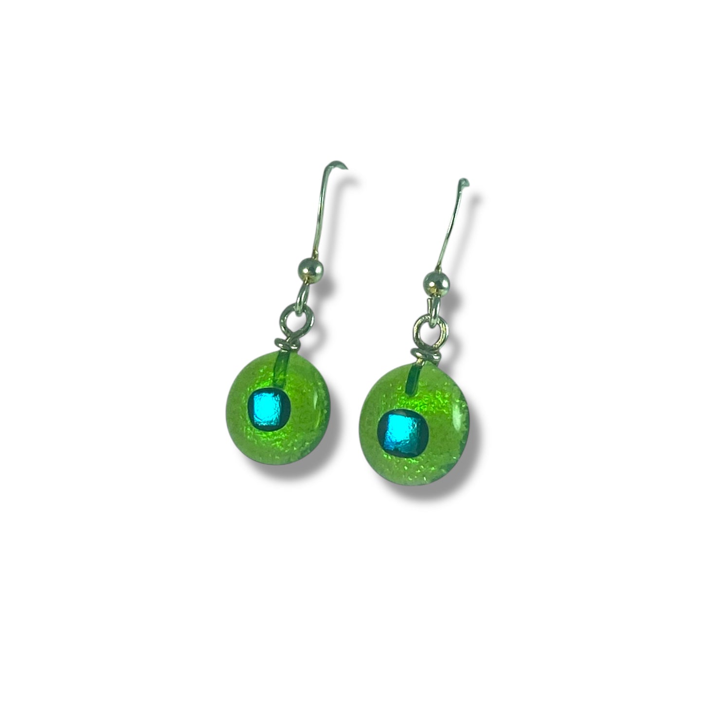 Space Ball Earrings in Citron & Turquoise