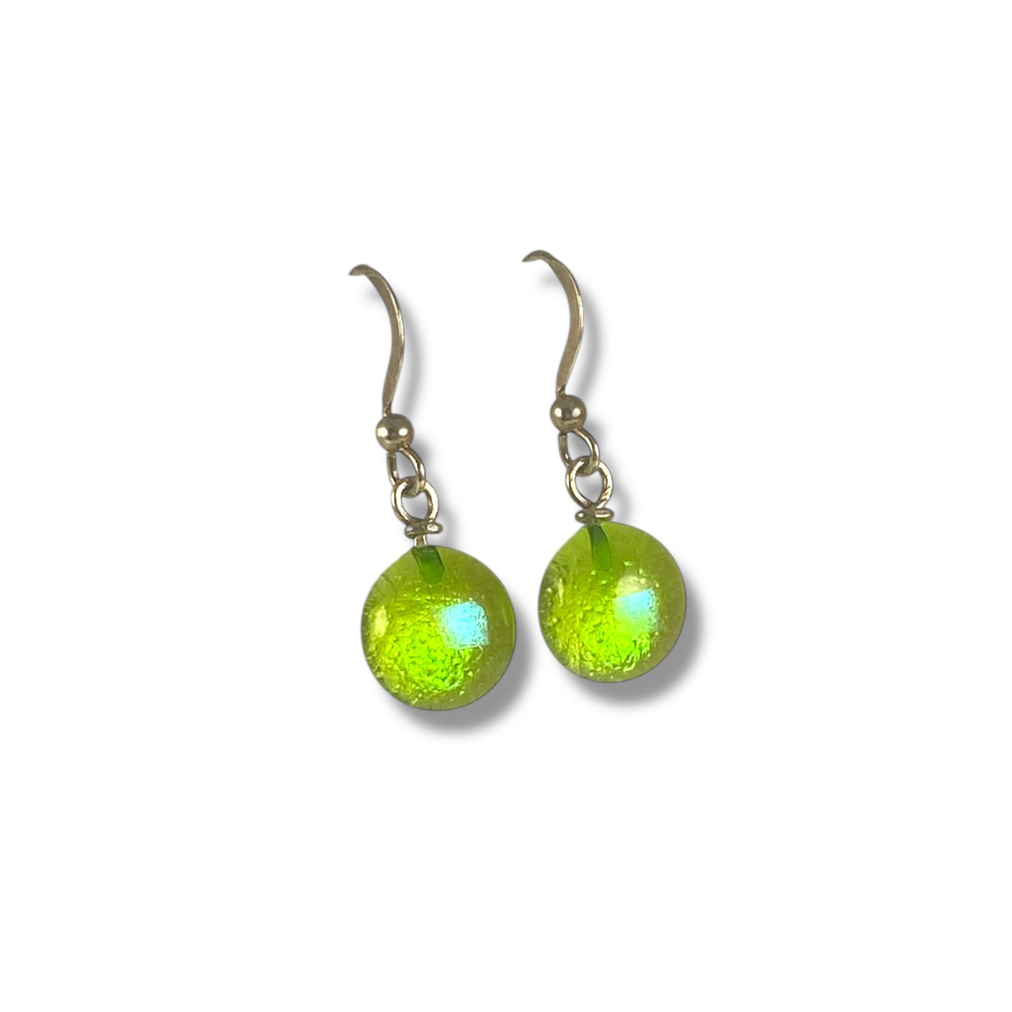 Space Ball Earrings in Citron Green