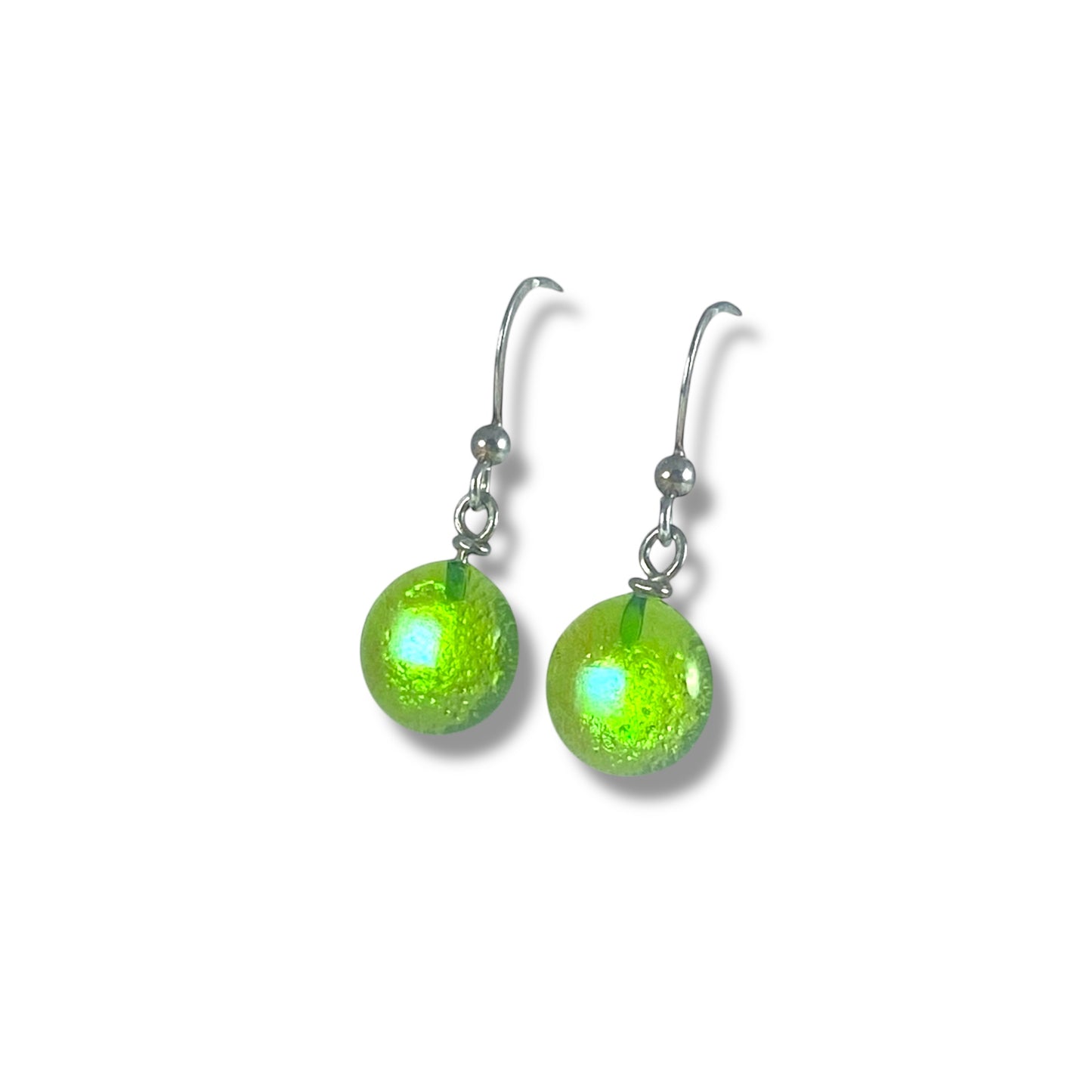 Space Ball Earrings in Citron Green