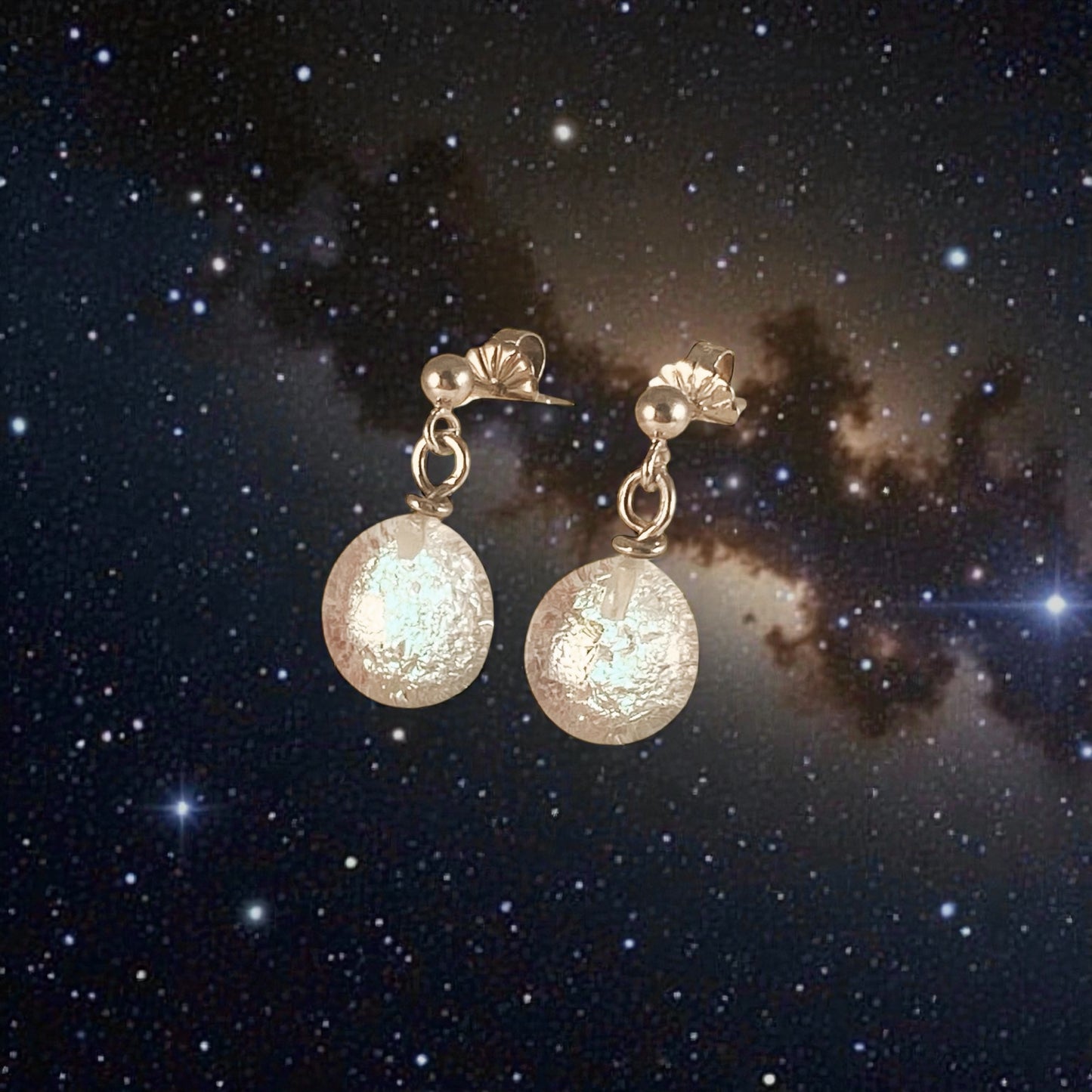 Post Space Ball Earrings in Blue Ice