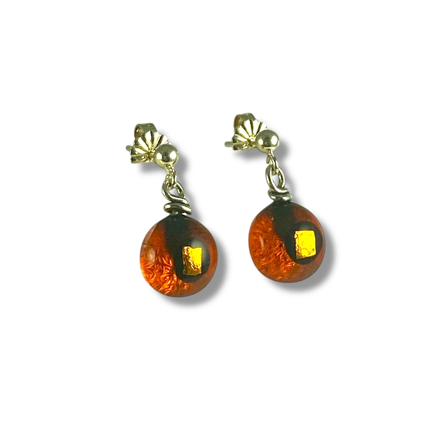 Post Space Ball Earrings in Orange