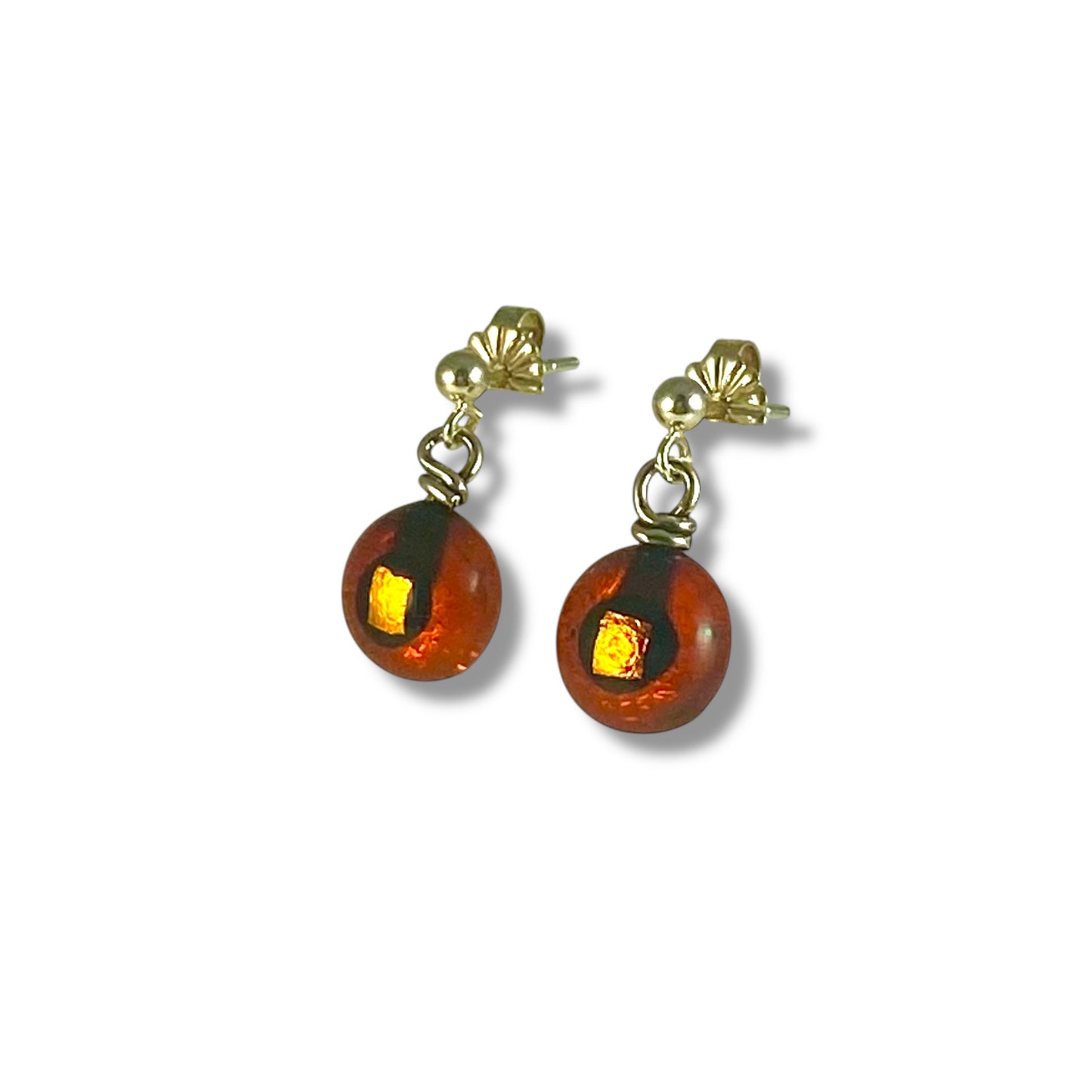 Post Space Ball Earrings in Orange