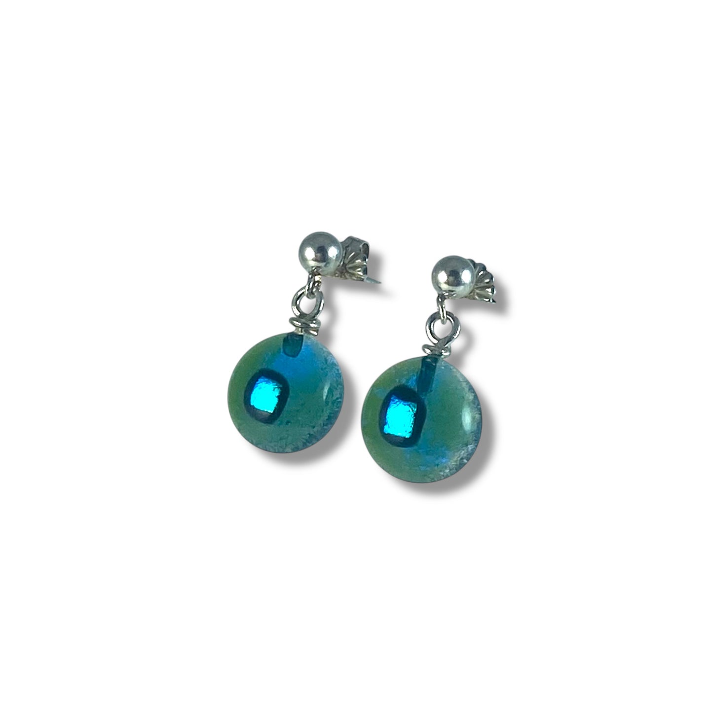 Post Space Ball Earrings in Smokey Blue