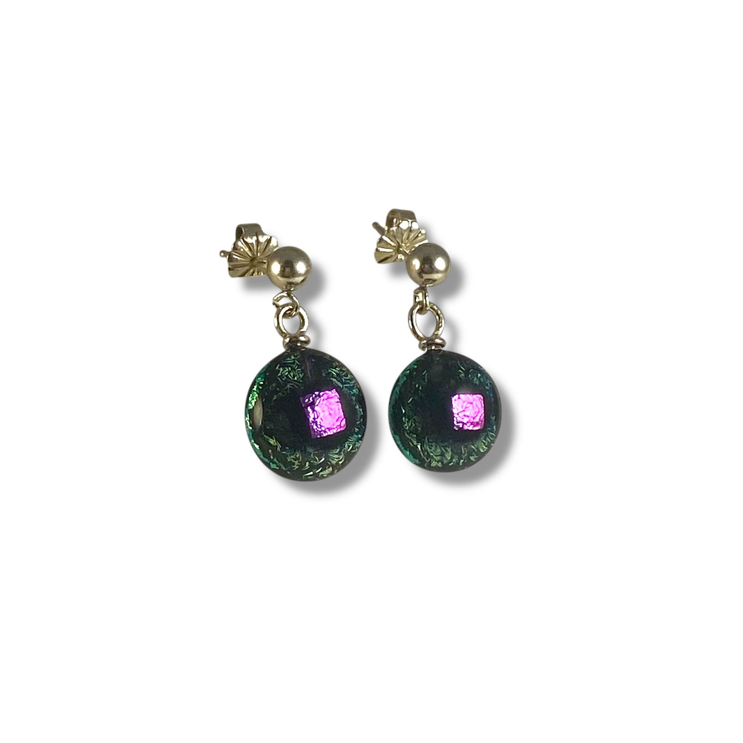 Post Space Ball Earrings in Steel & Purple
