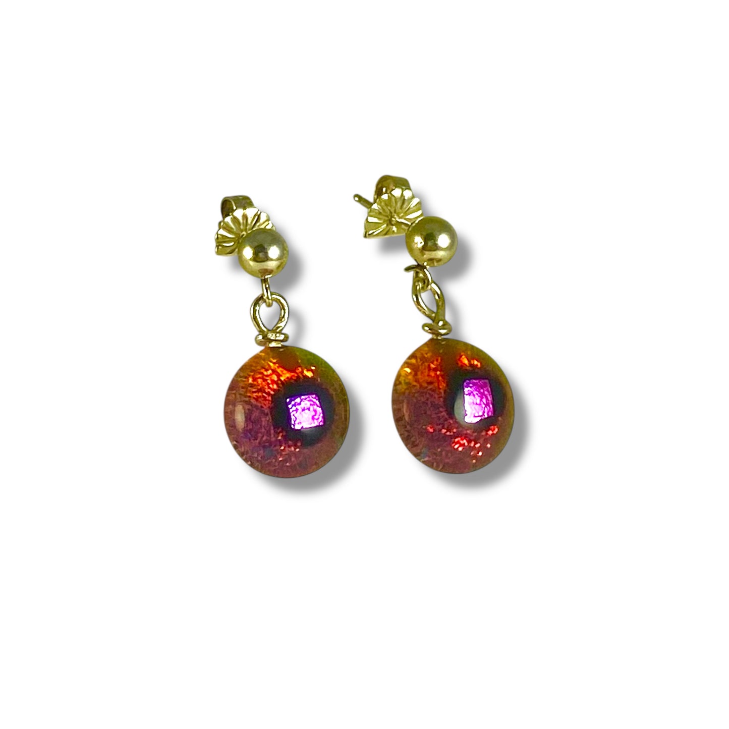 Post Space Ball Earrings in Cranberry Pink