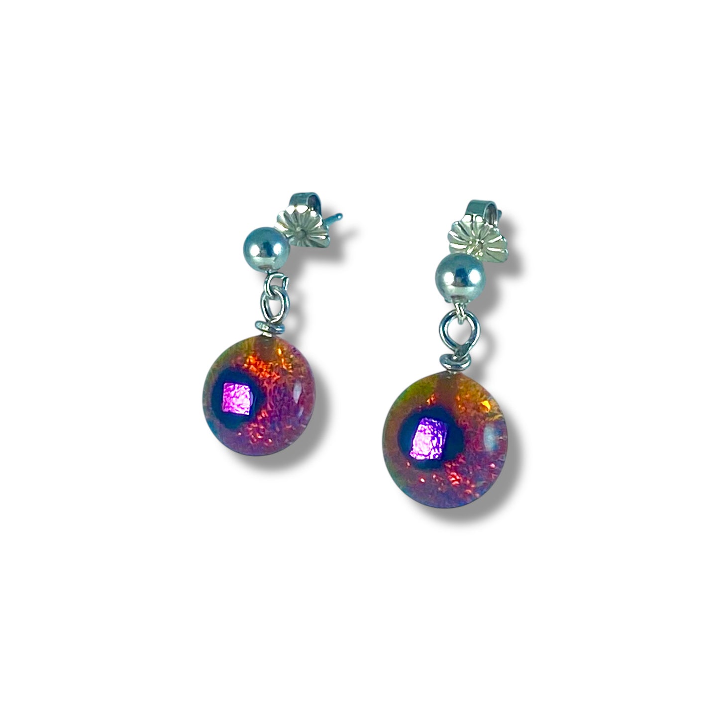 Post Space Ball Earrings in Cranberry Pink
