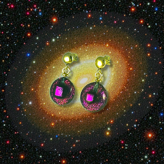 Post Space Ball Earrings in Plum