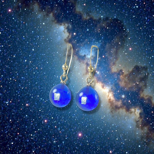 Space Ball Earrings in Cobalt Blue