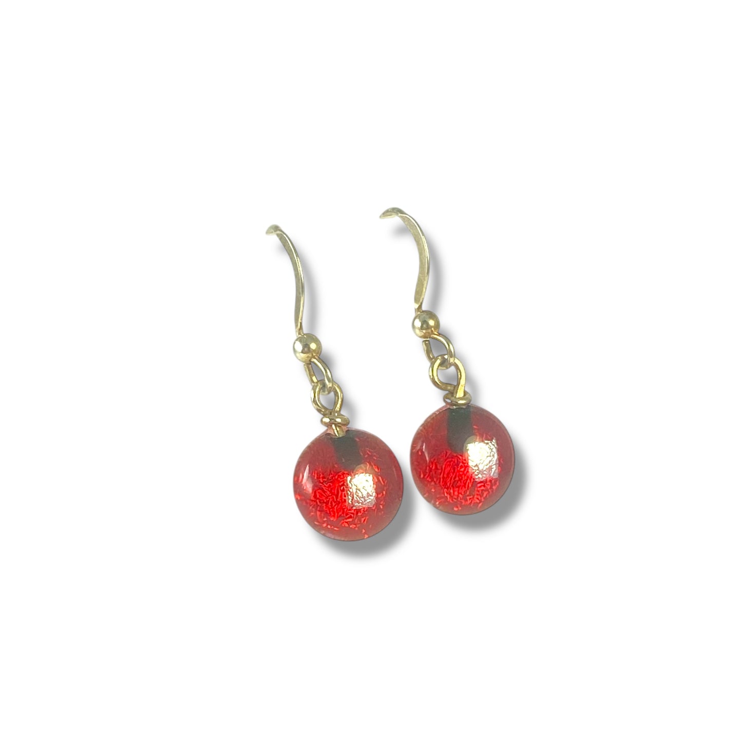 Space Ball Earrings in Cherry Red