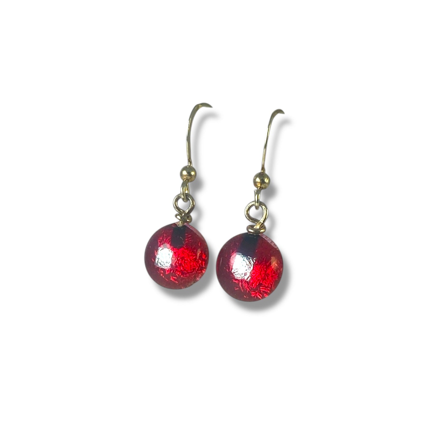 Space Ball Earrings in Cherry Red