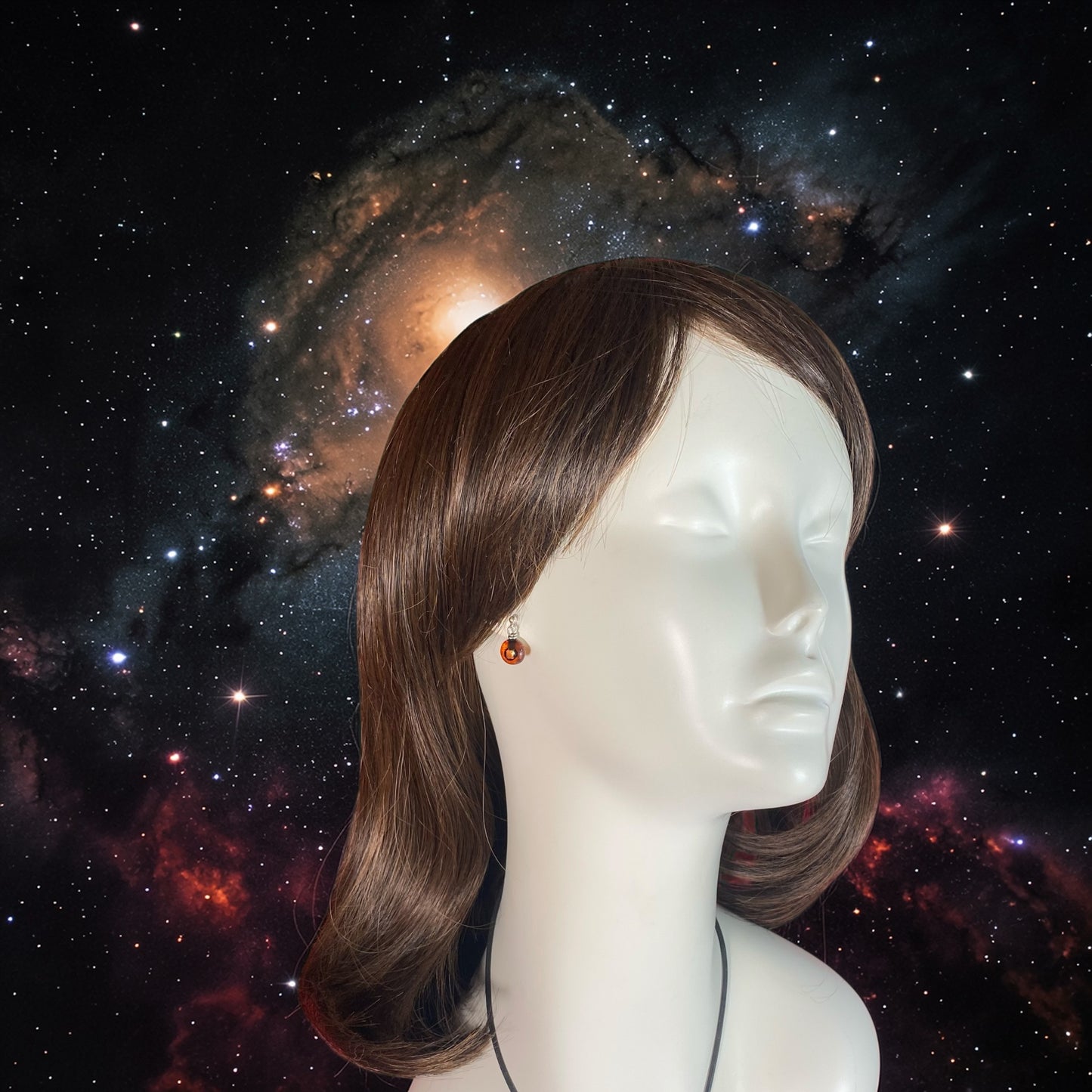 Post Space Ball Earrings in Orange
