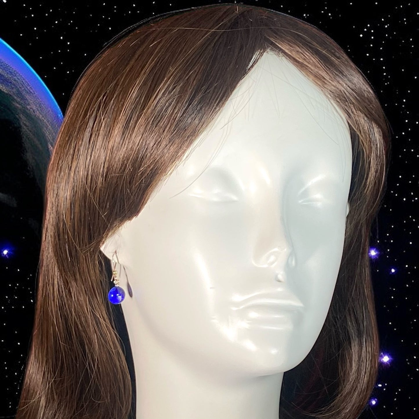 Space Ball Earrings in Cobalt Blue