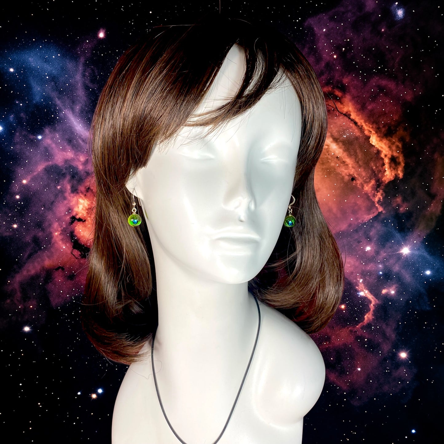 Space Ball Earrings in Citron & Turquoise