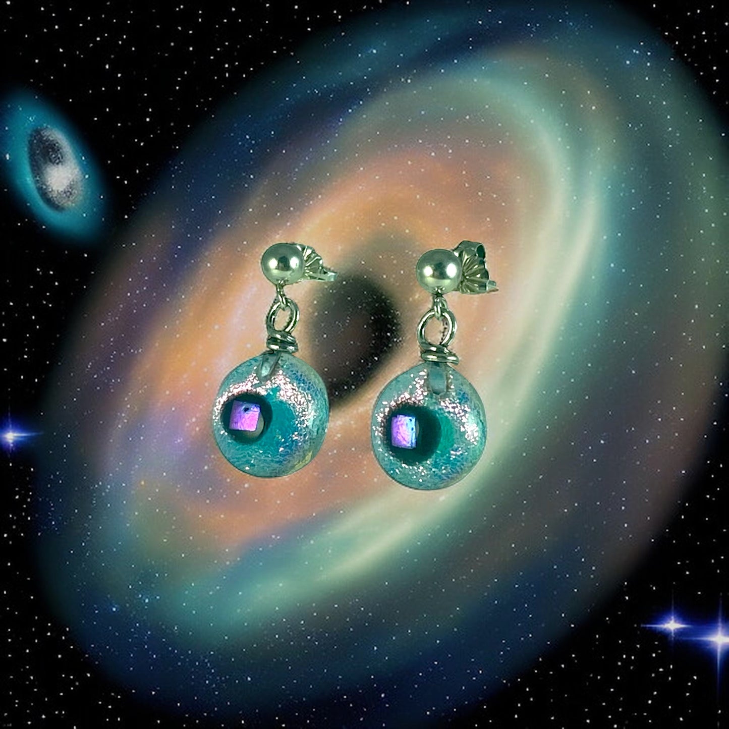 Post Space Ball Earrings in Lavender Pink