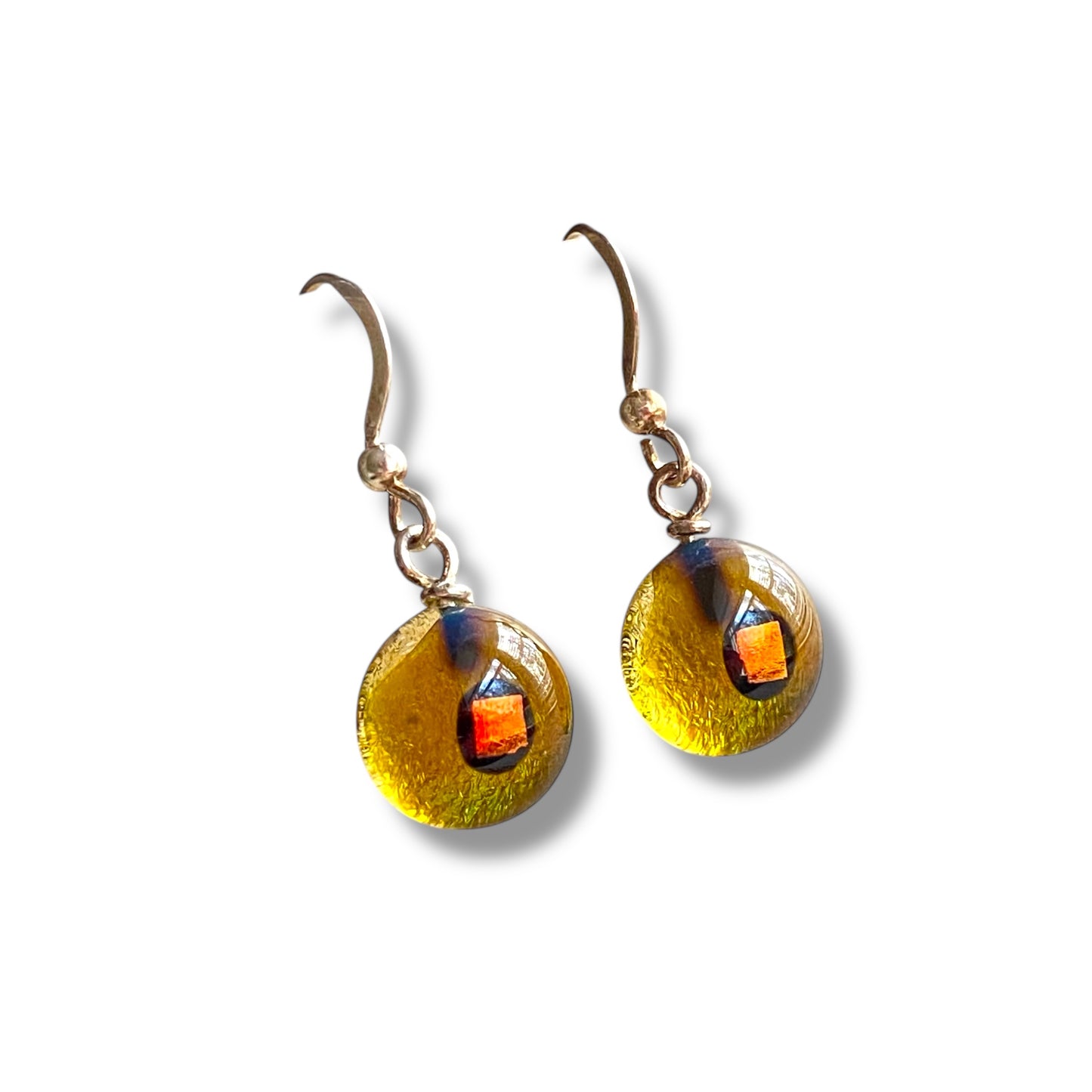 Space Ball Earrings in Green Gold