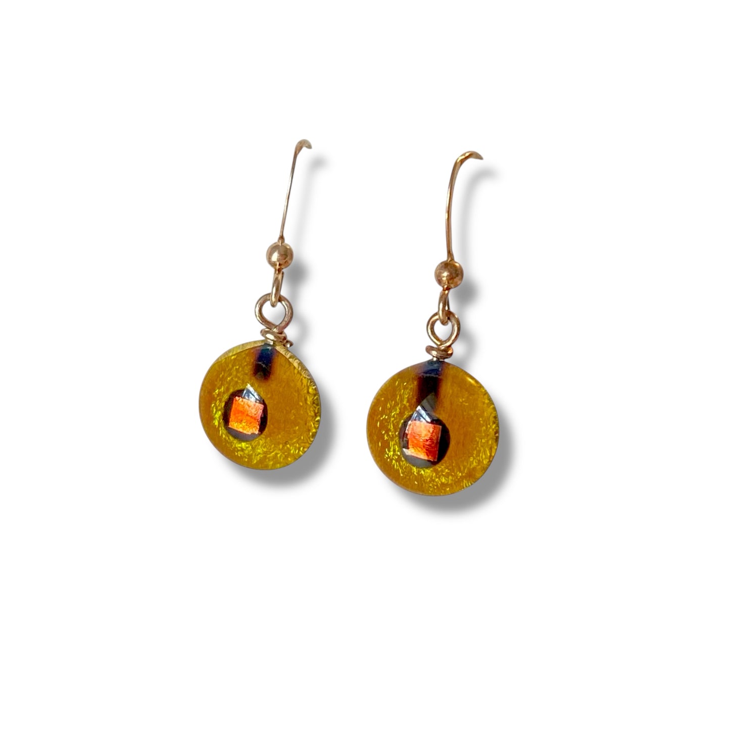 Space Ball Earrings in Green Gold