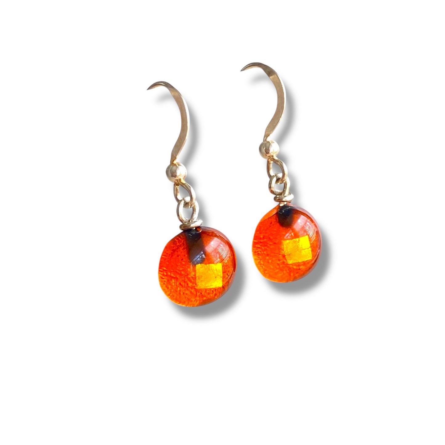 Space Ball Earrings in Tangerine Orange