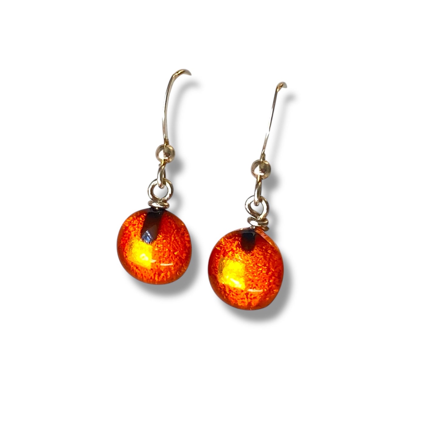 Space Ball Earrings in Tangerine Orange