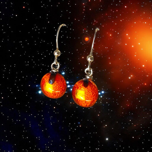 Space Ball Earrings in Tangerine Orange