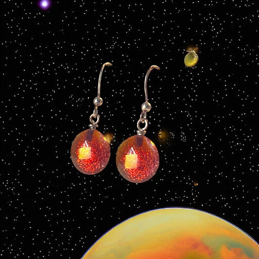 Space Ball Earrings in Rose Pink