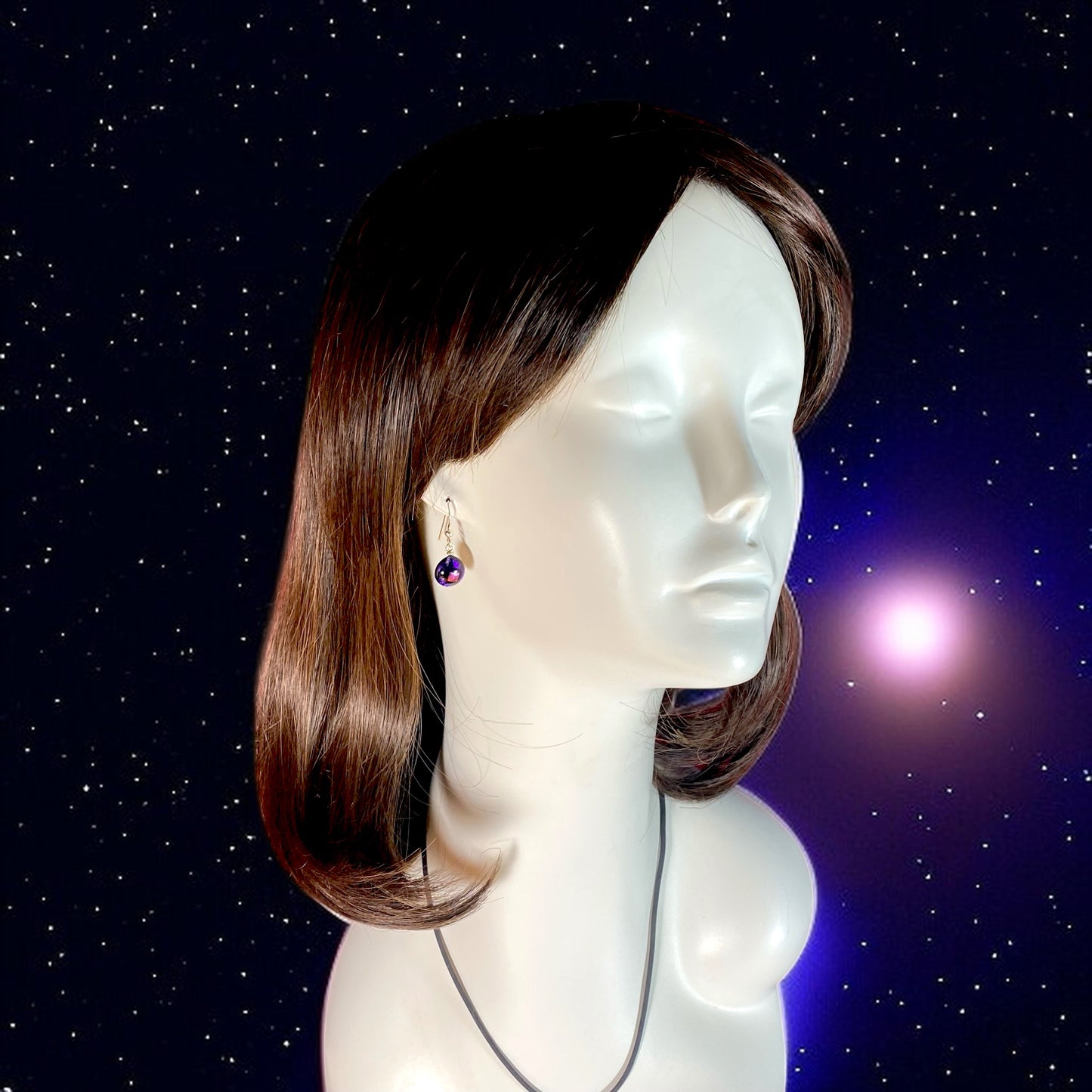 Space Ball Earrings in Plum