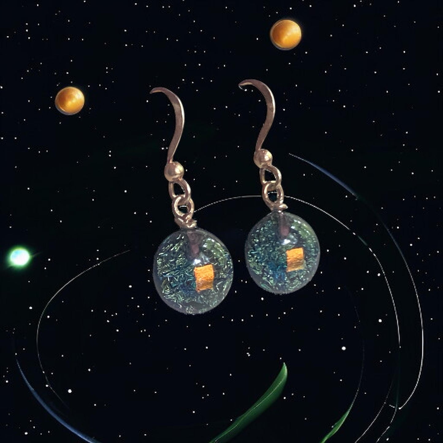 Space Ball Earrings in Steel Gray