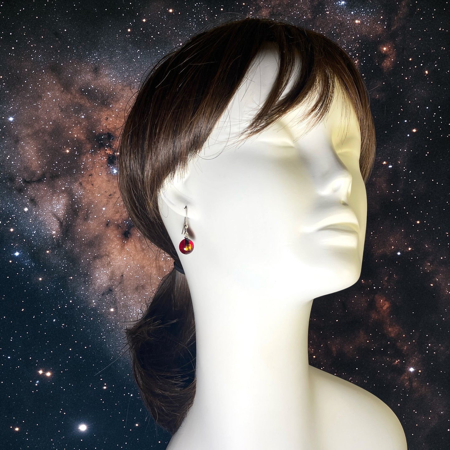 Space Ball Earrings in Cherry & Gold