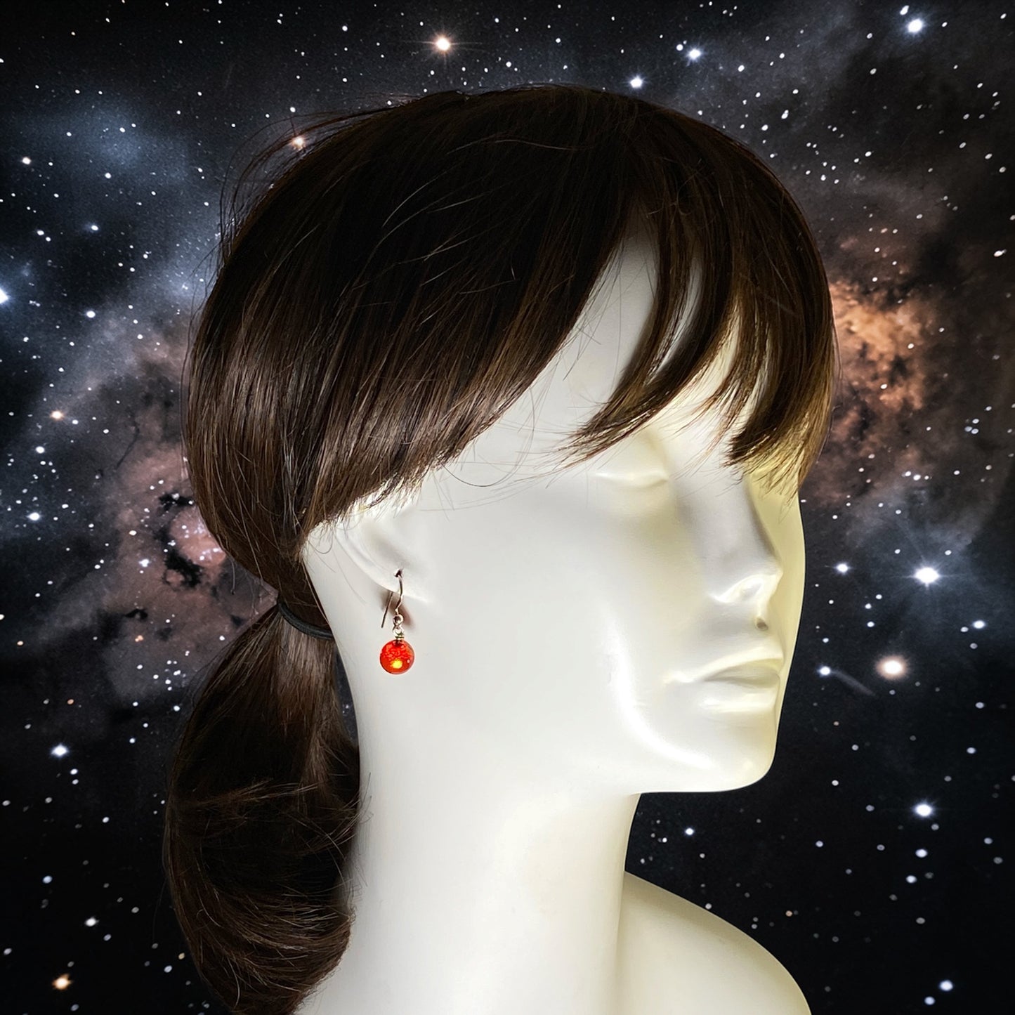 Space Ball Earrings in Sangria Orange