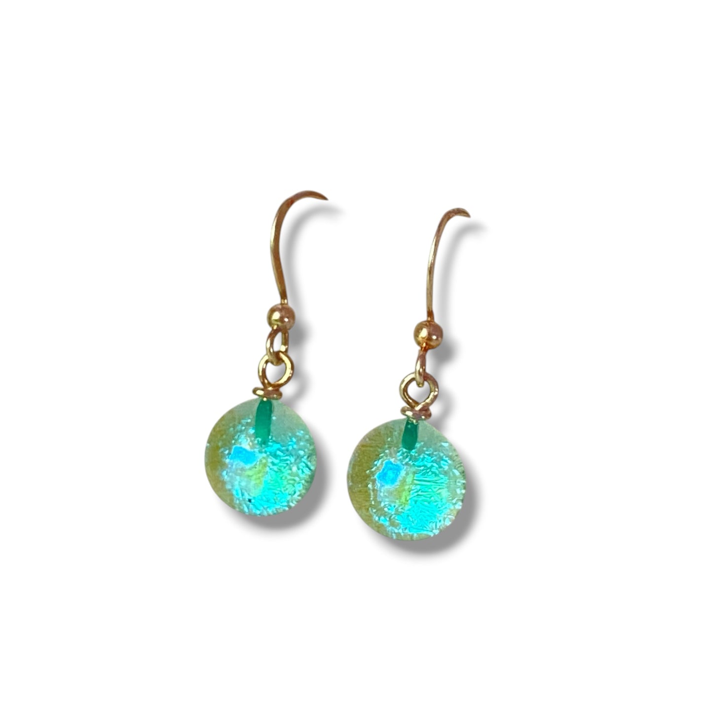 Space Ball Earrings in Aqua Sparkle