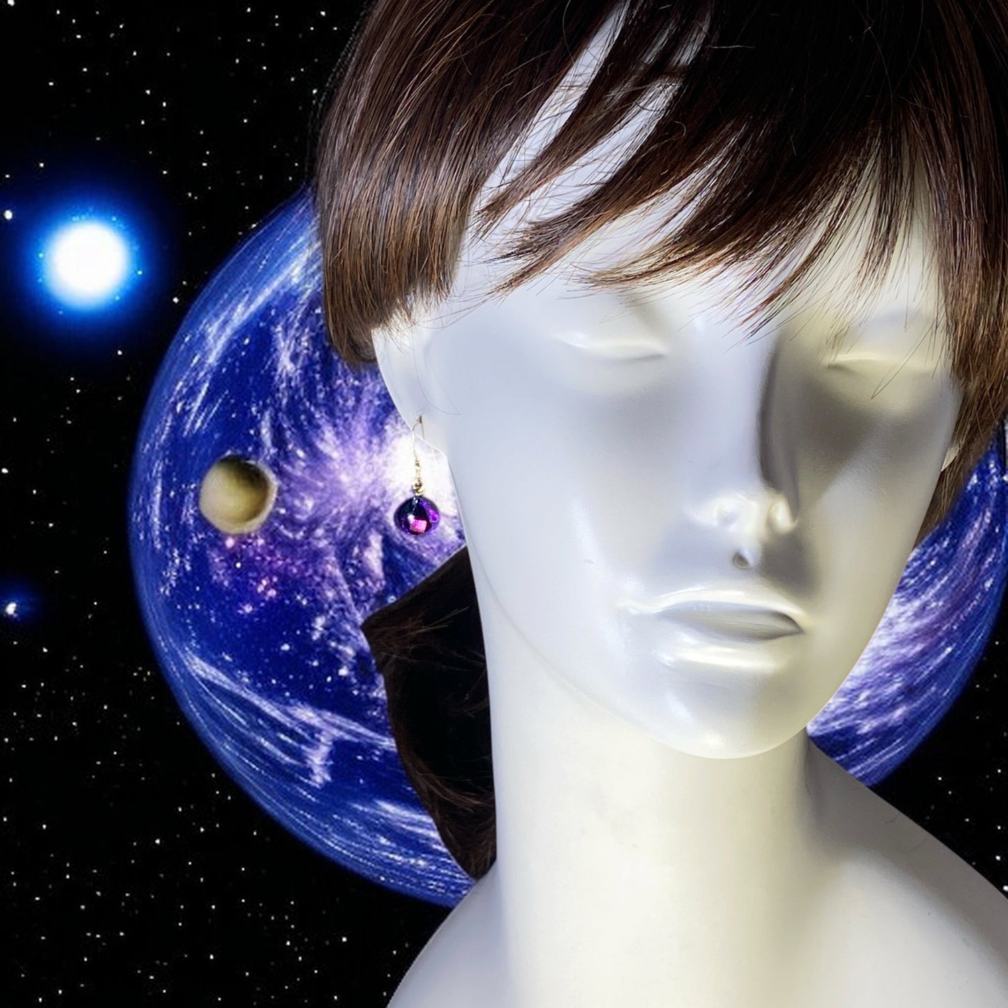 Space Ball Earrings in Grape Purple
