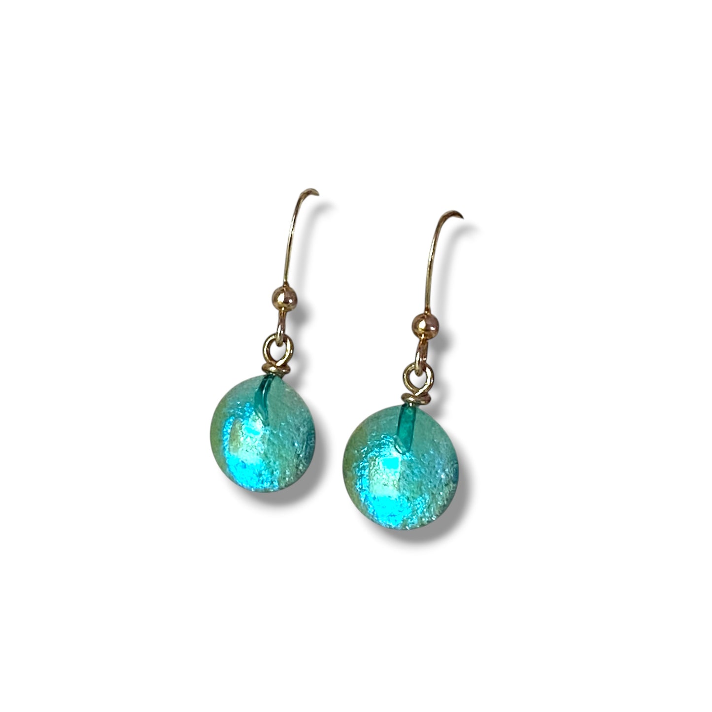 Space Ball Earrings in Aqua Blue