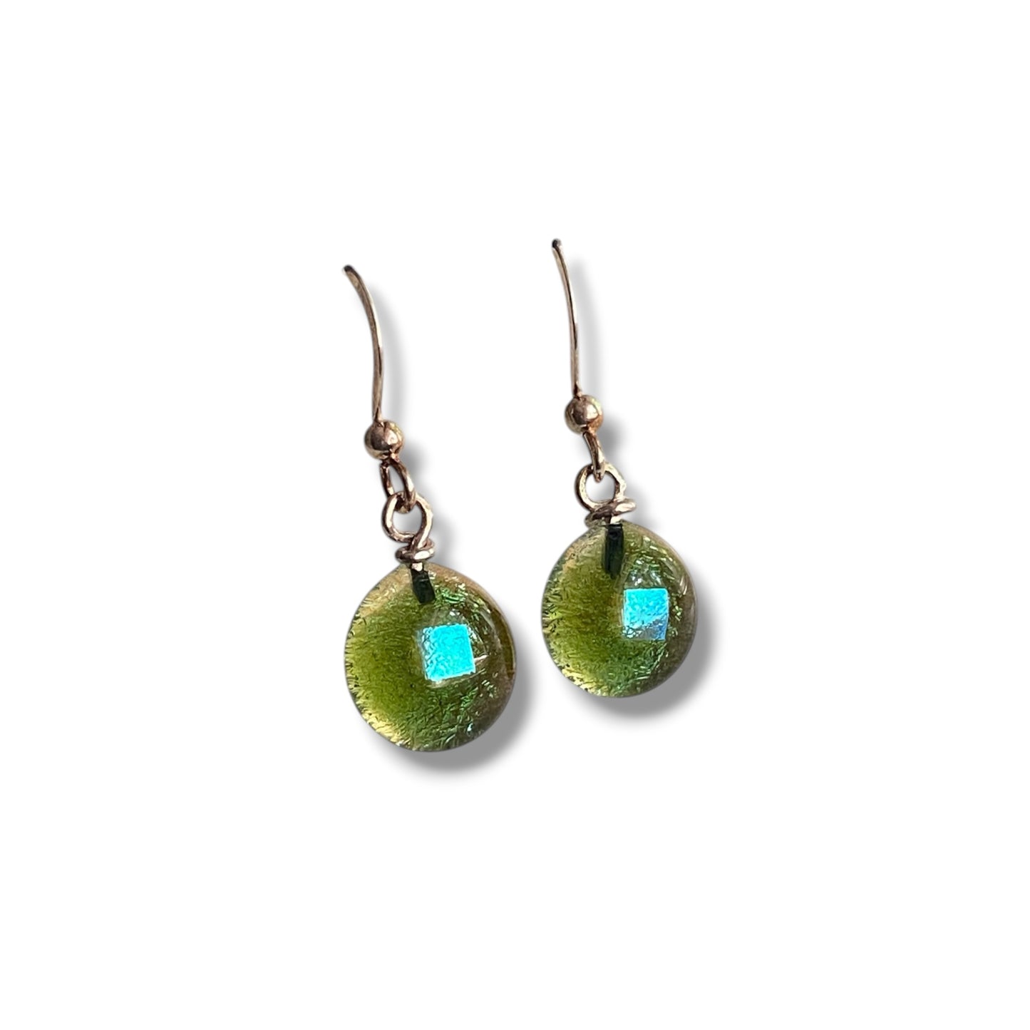 Space Ball Earrings in Moss Green
